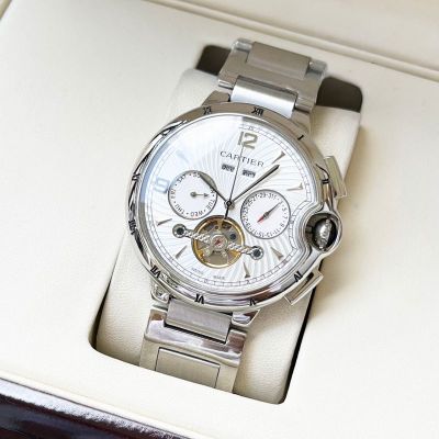Cartier Steel Watch Stainless Steel Automatic Movement 44*12MM Men's Fashion White Wrist Watch